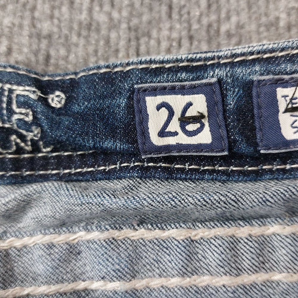 Miss Me Jeans Womens Size 26 Straight Light Wash Bling 5 Pocket Low Rise 0346 - Picture 8 of 15